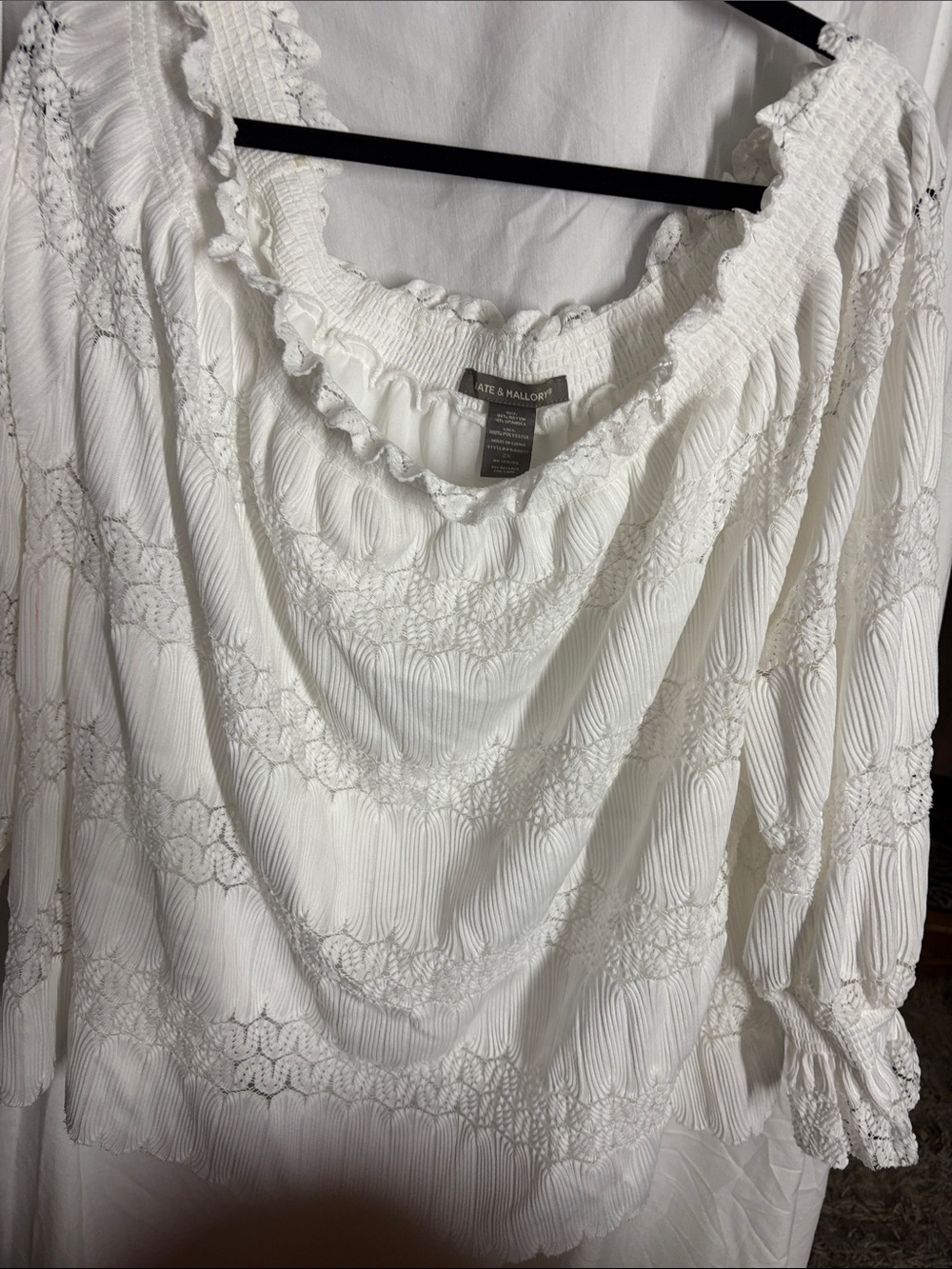 Kate & Mallory Cream Ruffled Smocked Blouse